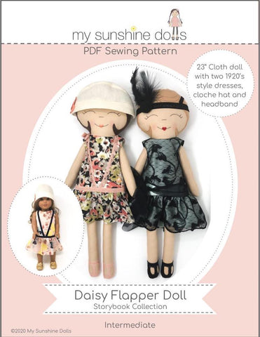 My Sunshine Dolls Cloth doll Daisy Flapper Doll 23" Cloth Doll Pattern Pixie Faire