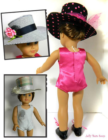 Jelly Bean Soup Designs 18 Inch Modern Dance Recital Top Hat and Leotard 18" Doll Clothes Pattern Pixie Faire
