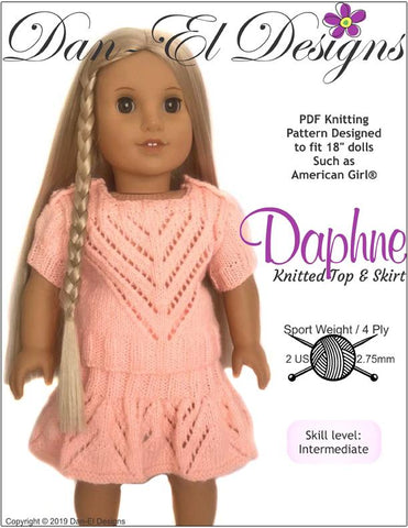 Dan-El Designs Knitting Daphne 18" Doll Knitting Pattern Pixie Faire