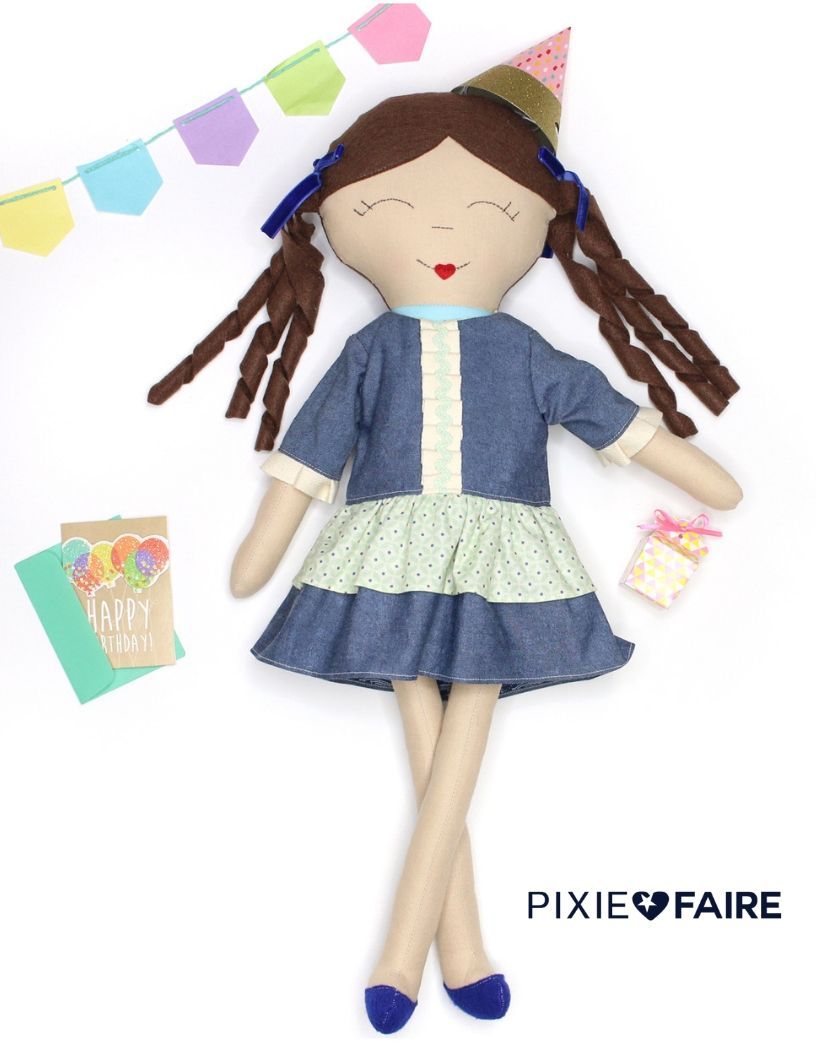 My Sunshine Dolls 18 Inch Modern Easter Day Dress for 18" Doll Clothes Pattern Pixie Faire