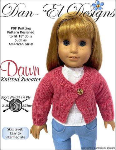 Dan-El Designs Knitting Dawn 18" Doll Knitting Pattern Pixie Faire