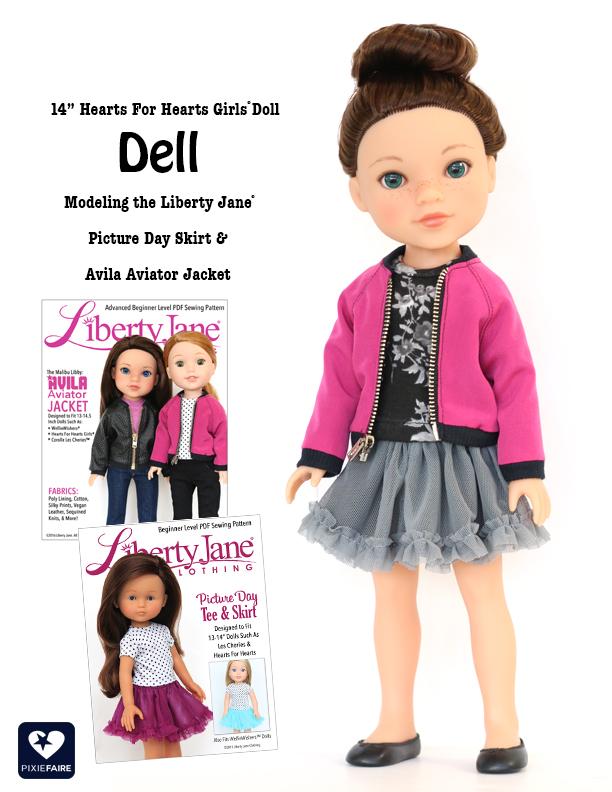 Liberty Jane WellieWishers Picture Day Tee and Skirt 14.5 Inch Doll Clothes Pattern Pixie Faire