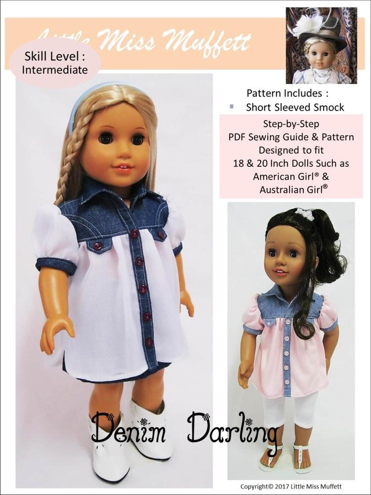 Little Miss Muffett 18 Inch Modern Denim Darling 18" Doll Clothes Pattern Pixie Faire