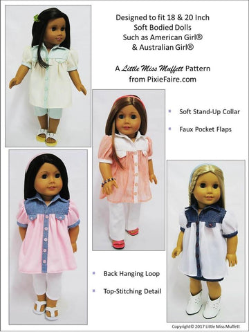 Little Miss Muffett 18 Inch Modern Denim Darling 18" Doll Clothes Pattern Pixie Faire