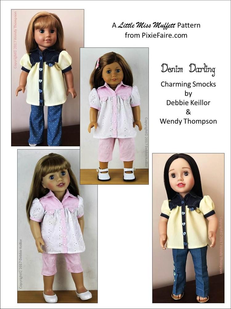 Little Miss Muffett 18 Inch Modern Denim Darling 18" Doll Clothes Pattern Pixie Faire
