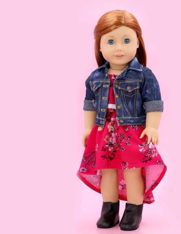 Liberty Jane 18 Inch Modern Denim Jacket 18" Doll Clothes Pattern Pixie Faire