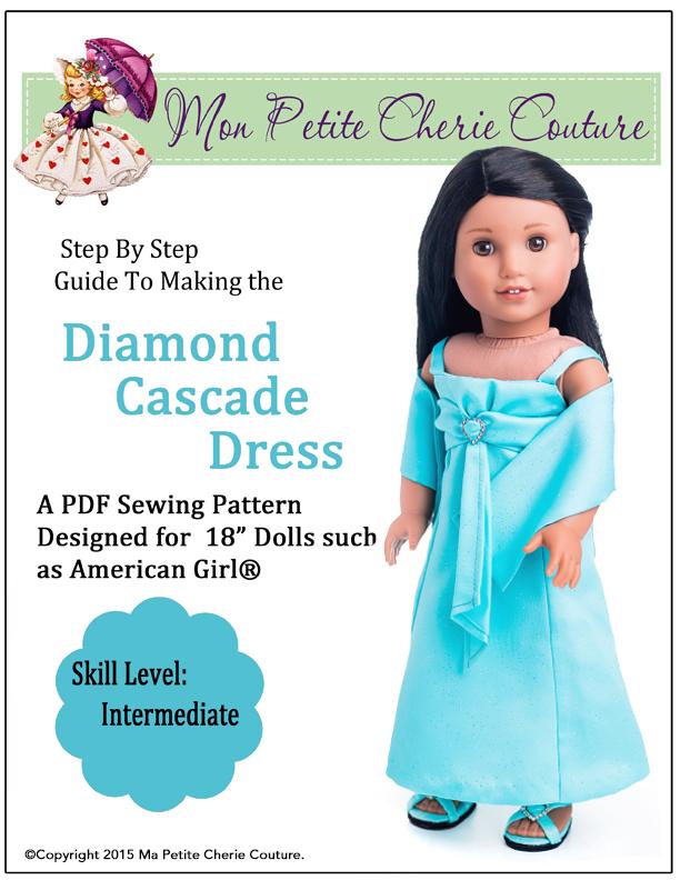 Mon Petite Cherie Couture 18 Inch Modern Diamond Cascade Dress 18" Doll Clothes Pixie Faire