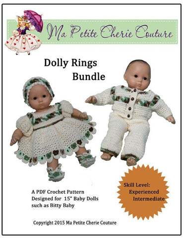 Mon Petite Cherie Couture Bitty Baby/Twin Dolly Rings Bundle Crochet Pattern Pixie Faire