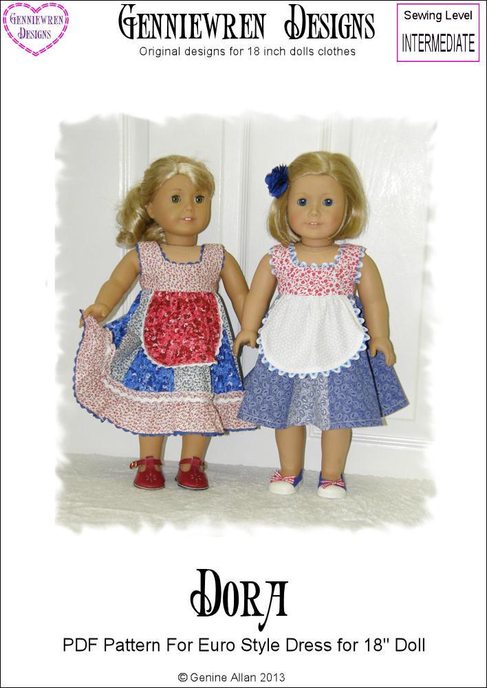 Genniewren 18 Inch Modern Dora Dress 18" Doll Clothes Pattern Pixie Faire