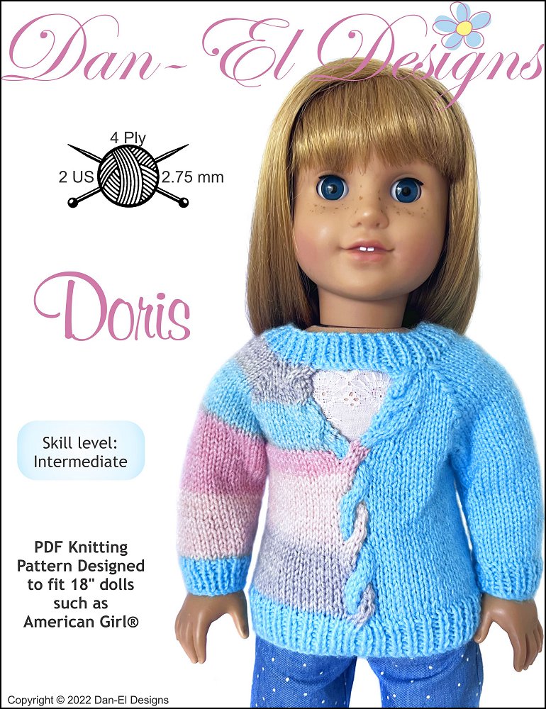 DanEl Designs Doris Doll Clothes Knitting Pattern 18 inch American