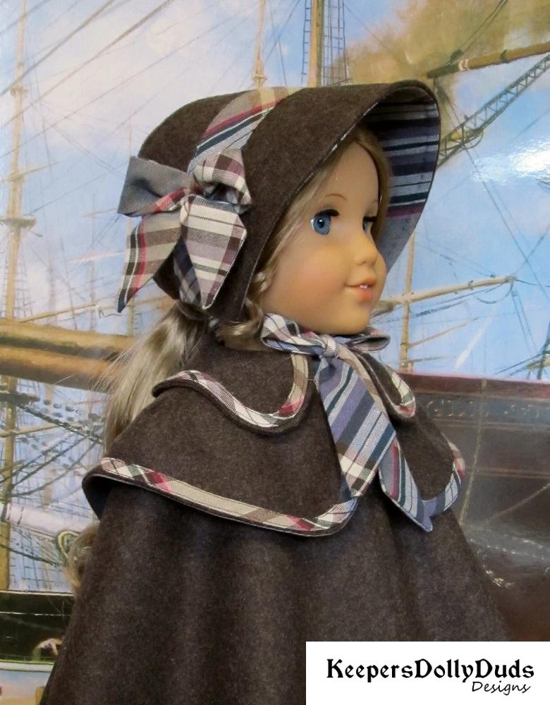 Keepers Dolly Duds Designs 18 Inch Historical Double Cape and Bonnet 18" Doll Clothes Pattern Pixie Faire