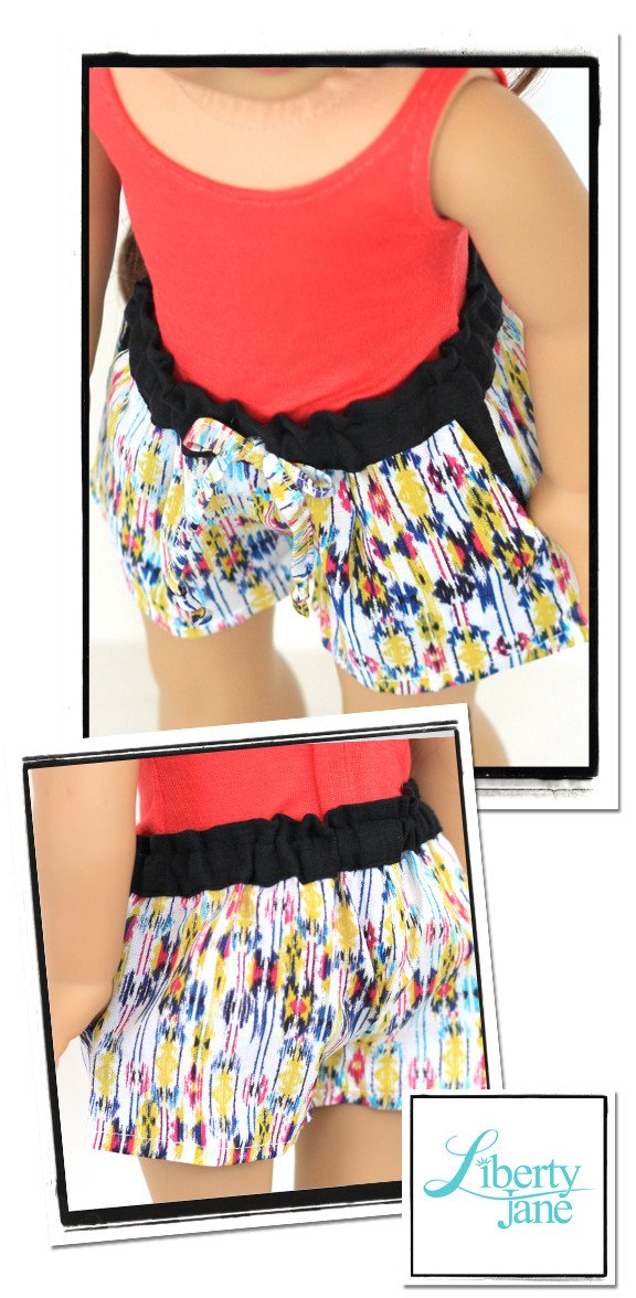 Liberty Jane 18 Inch Modern Drawstring Shorts 18" Doll Clothes Pattern Pixie Faire