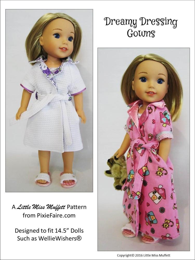 Little Miss Muffett WellieWishers Dreamy Dressing Gowns 14.5" Doll Clothes Pattern Pixie Faire