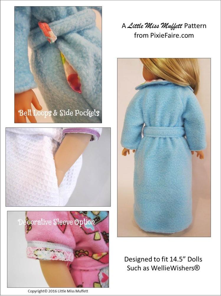 Little Miss Muffett WellieWishers Dreamy Dressing Gowns 14.5" Doll Clothes Pattern Pixie Faire