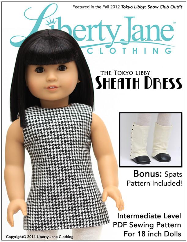 Liberty Jane Sheath Dress and Spats 18 Inch Doll Clothes Pattern PDF liberty-jane-sheath-dress-and-spats-18-inch-doll-clothes-pattern-pdf