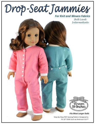 Forever 18 Inches 18 Inch Modern Drop-Seat Jammies 18" Doll Clothes Pixie Faire