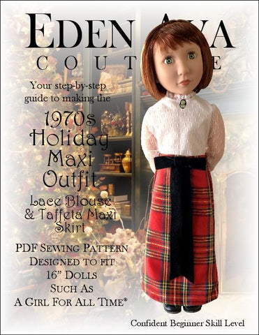 Eden Ava A Girl For All Time 1970s Holiday Maxi Outfit 16" AGAT Doll Clothes Pattern Pixie Faire