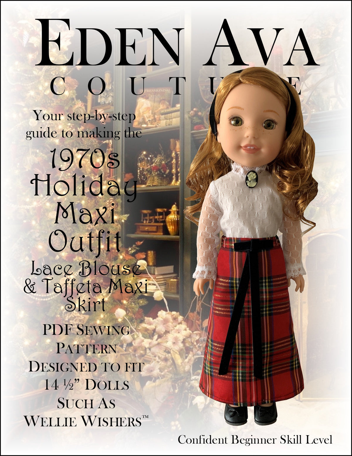 Eden Ava WellieWishers 1970s Holiday Maxi Outfit 14.5" Doll Clothes Pattern Pixie Faire