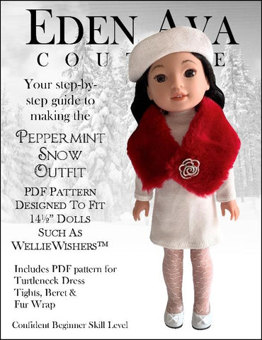 Eden Ava WellieWishers Peppermint Snow Outfit 14.5" Doll Clothes Pattern Pixie Faire