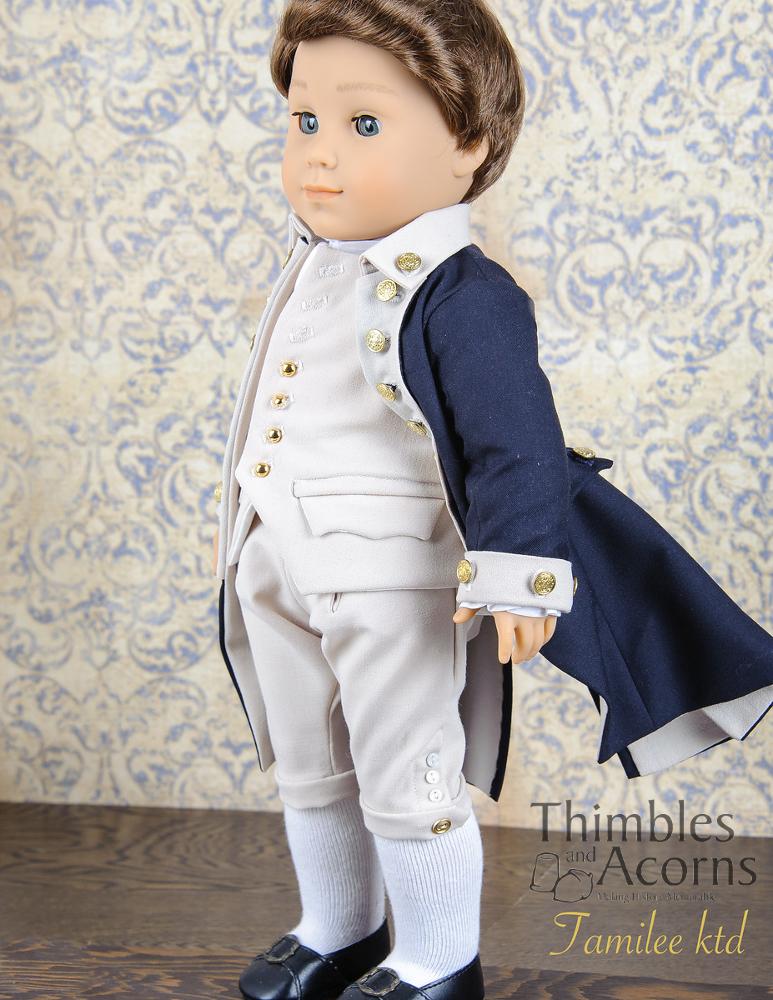 Thimbles and Acorns 18 inch Boy Doll George Washington, Commander-in-Chief 18" Doll Clothes Pattern Pixie Faire