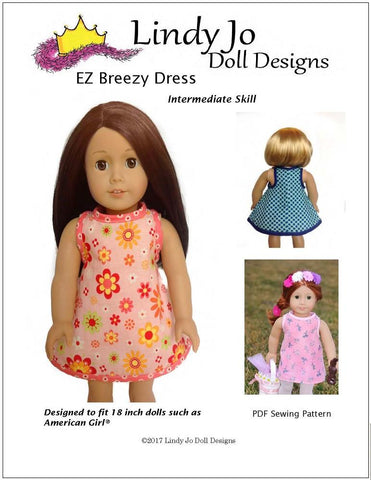 Lindy Jo Doll Designs 18 Inch Modern EZ Breezy Dress 18" Doll Clothes Pattern Pixie Faire