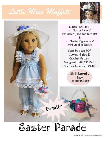 Little Miss Muffett 18 Inch Modern Easter Parade Bundle 18" Doll Clothes Pattern Pixie Faire