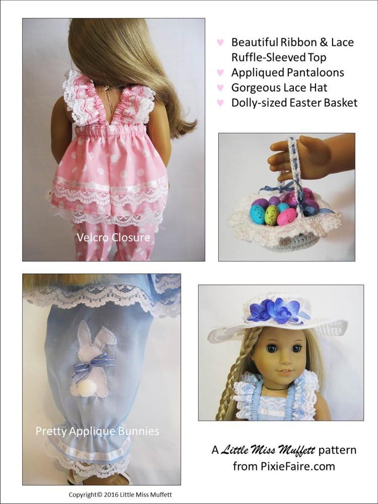 Little Miss Muffett 18 Inch Modern Easter Parade Bundle 18" Doll Clothes Pattern Pixie Faire