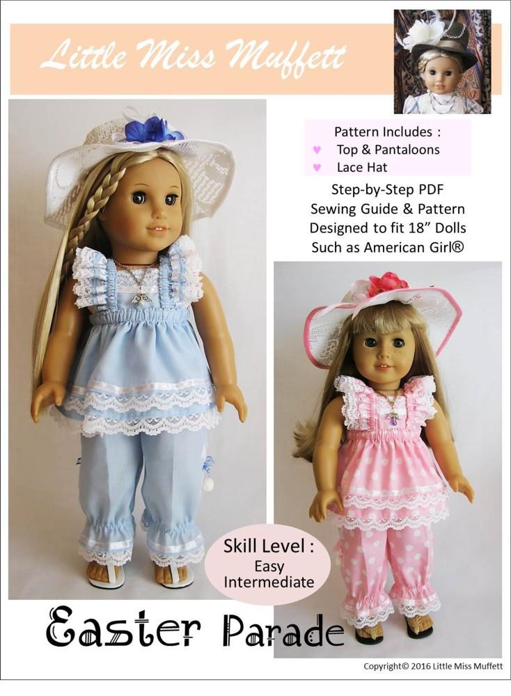 Little Miss Muffett 18 Inch Modern Easter Parade 18" Doll Clothes Pattern Pixie Faire