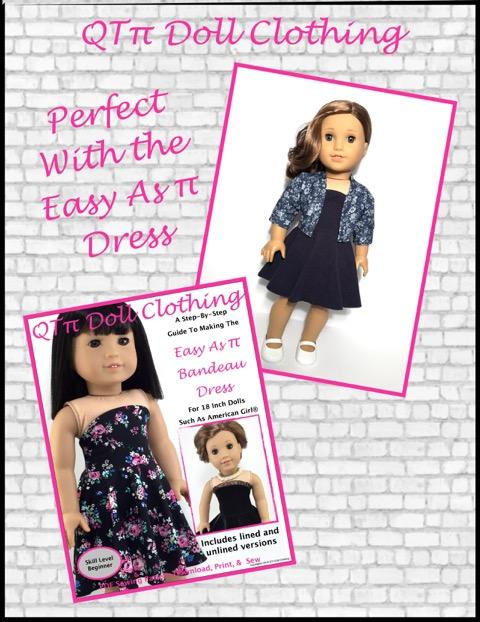 QTπ Doll Clothing 18 Inch Modern Easy as π Jacket 18" Doll Clothes Pattern Pixie Faire