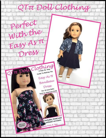 QTπ Doll Clothing 18 Inch Modern Easy as π Jacket 18" Doll Clothes Pattern Pixie Faire