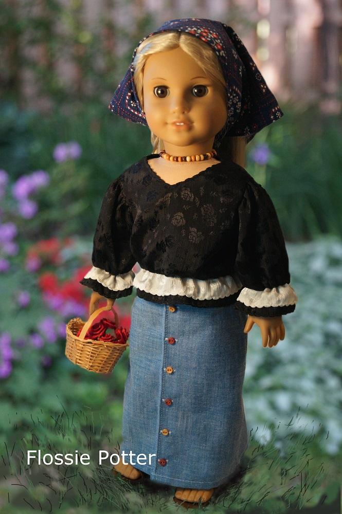 Flossie Potter 18 inch Historical Eclectic Closet Flounce Blouse & Skirt 18" Doll Clothes Pattern Pixie Faire
