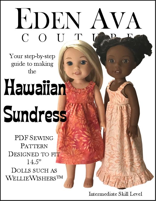 Eden Ava WellieWishers Hawaiian Sundress 14.5" Doll Clothes Pattern Pixie Faire