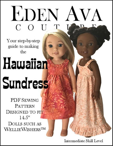 Eden Ava WellieWishers Hawaiian Sundress 14.5" Doll Clothes Pattern Pixie Faire