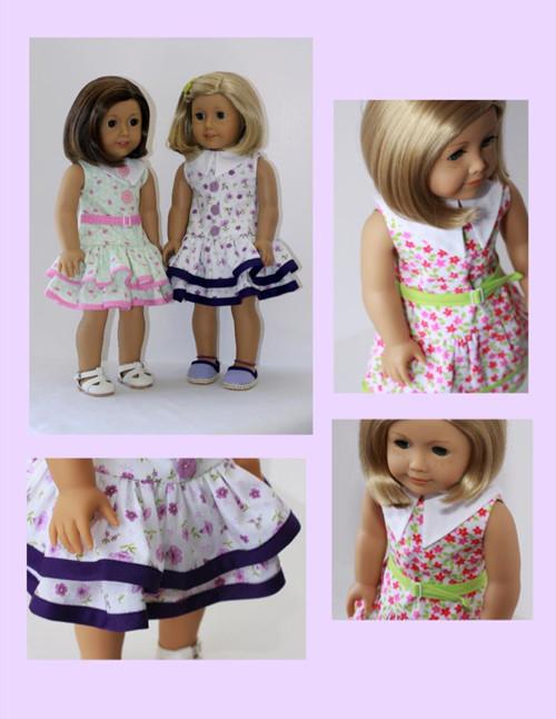 Eden Ava 18 Inch Historical 1930's Ruffled Play Dress 18" Doll Clothes Pattern Pixie Faire