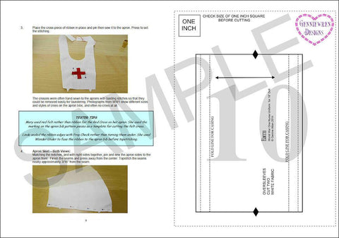 Genniewren 18 Inch Historical Edith  WW1 VAD Nurse Uniform 18" Doll Clothes Pattern Pixie Faire