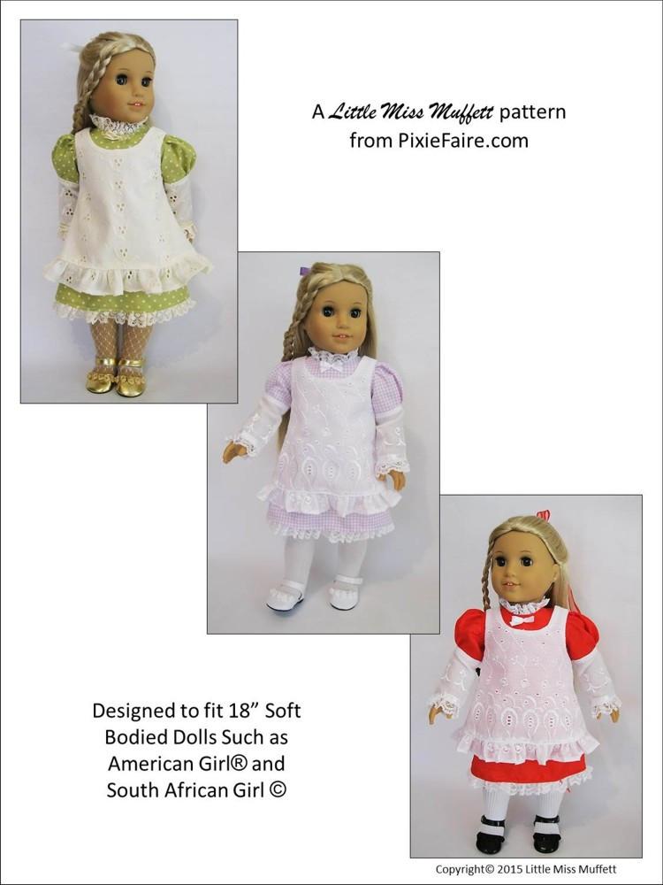 Little Miss Muffett 18 Inch Historical Edwardian Fall 18" Doll Clothes Pattern Pixie Faire