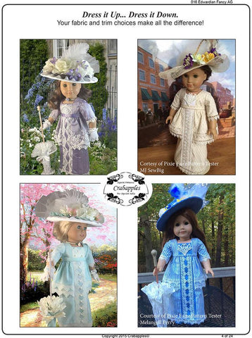 Crabapples 18 Inch Historical Edwardian Fancy 18" Doll Clothes Pattern Pixie Faire