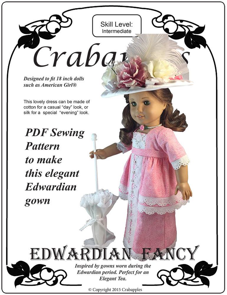 Crabapples 18 Inch Historical Edwardian Fancy 18" Doll Clothes Pattern Pixie Faire