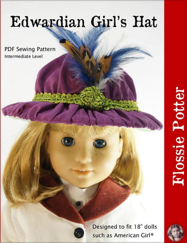 Flossie Potter 18 Inch Historical Edwardian Girl's Hat 18" Doll Accessories Pixie Faire