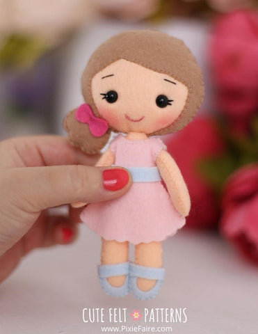 Cute Felt Patterns Hand Sewing Eleanor 7" Felt Doll Hand Sewing Pattern Pixie Faire