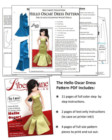 Liberty Jane Ellowyne Hello Oscar Dress Pattern for Ellowyne Dolls Pixie Faire