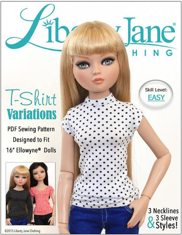 Liberty Jane Ellowyne T-Shirt Variations Pattern for Ellowyne Dolls Pixie Faire