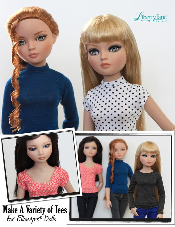 Liberty Jane Ellowyne T-Shirt Variations Pattern for Ellowyne Dolls Pixie Faire
