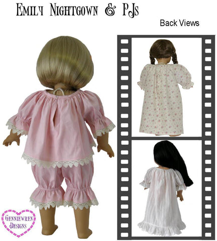 Genniewren 18 Inch Historical Emily - Smocked Nightdress & PJs 18" Doll Clothes Pixie Faire