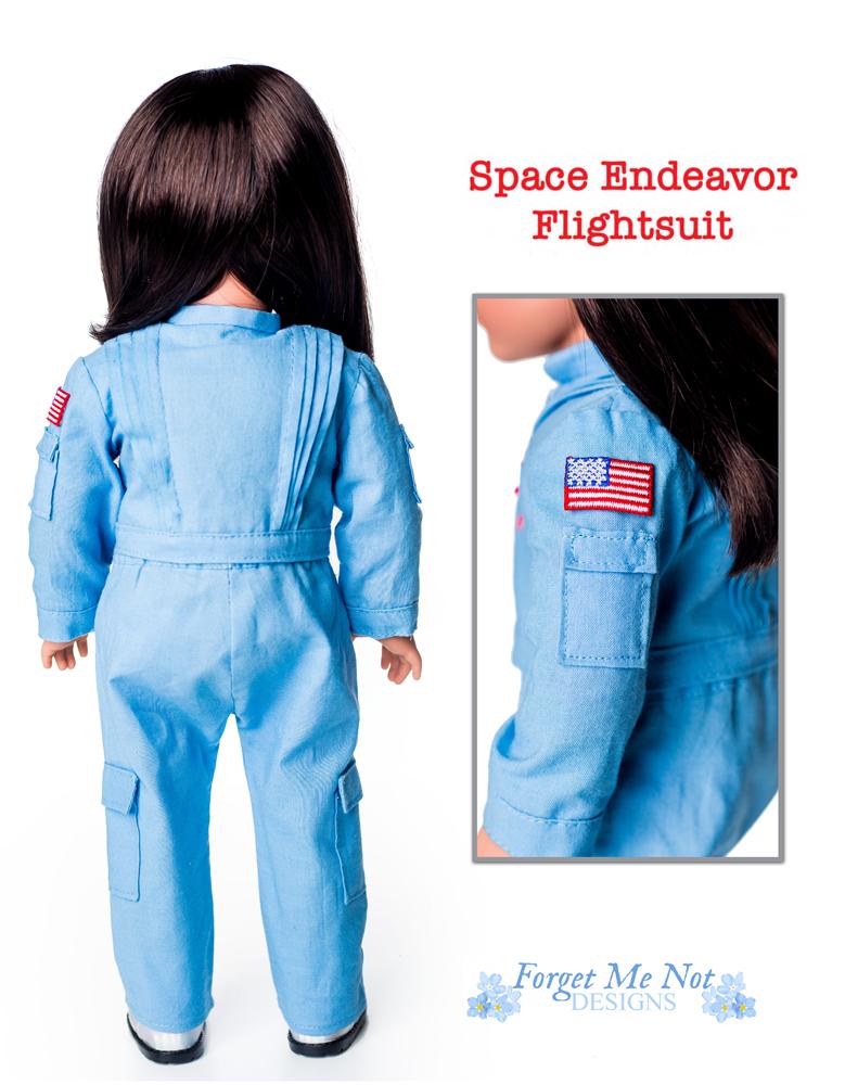 Forget Me Not Designs 18 Inch Modern Space Endeavor Flightsuit 18" Doll Clothes Pattern Pixie Faire