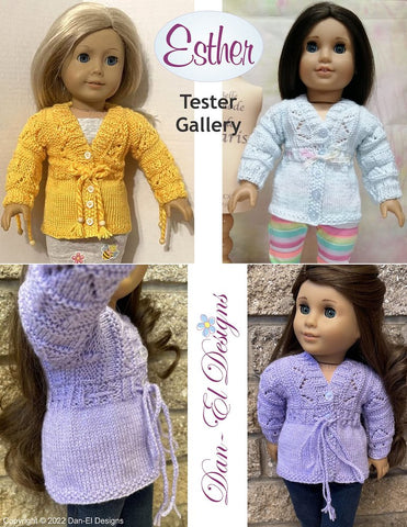 Dan-El Designs Knitting Esther 18" Doll Knitting Pattern Pixie Faire