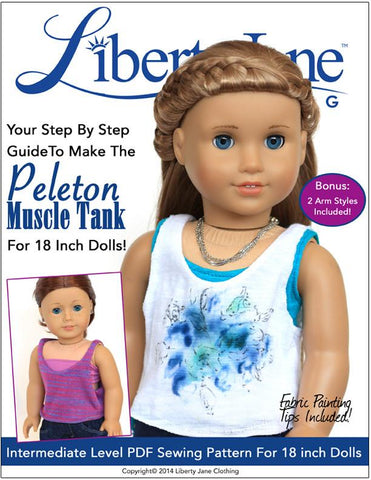 Liberty Jane 18 Inch Modern Peleton Muscle Tank Top 18" Doll Clothes Pattern Pixie Faire