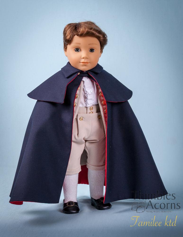 Thimbles and Acorns 18 Inch Historical Regimental Cloak 18" Doll Clothes Pattern Pixie Faire