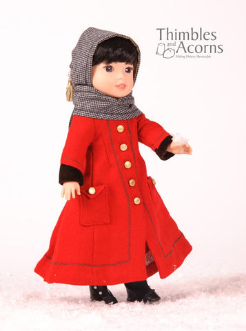 Thimbles and Acorns WellieWishers Long Winter Coat and Hood 14.5" Doll Clothes Pattern Pixie Faire