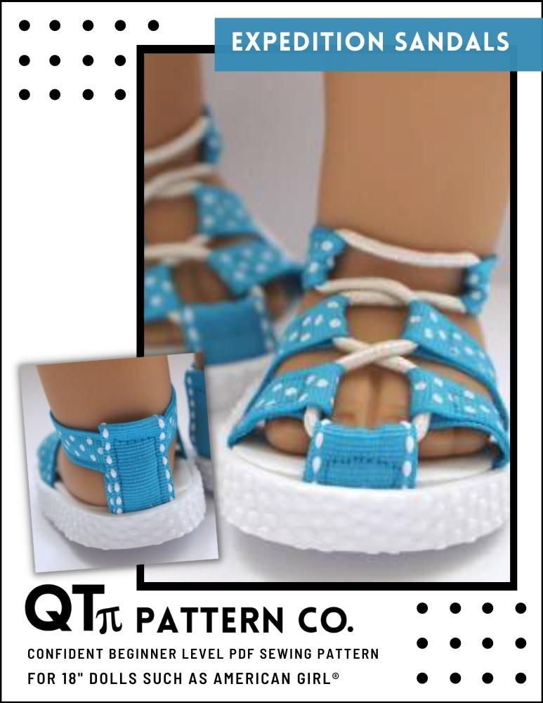 QTπ Pattern Co Shoes Expedition Sandals 18" Doll Shoes Pixie Faire